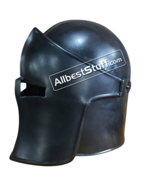Medieval Visored Barbuta Helmet 18 Gauge Steel